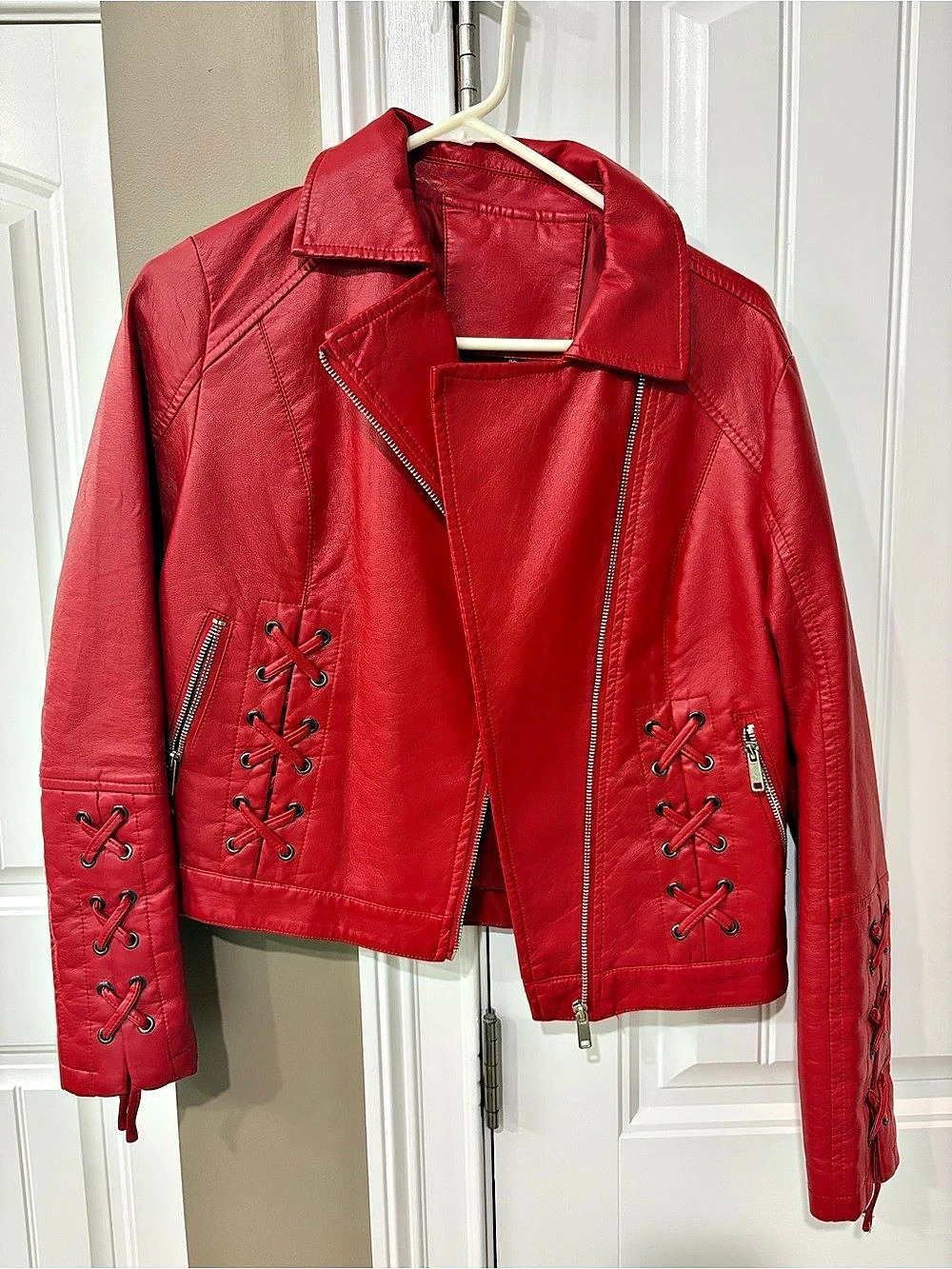 Red Moto Jacket Like New